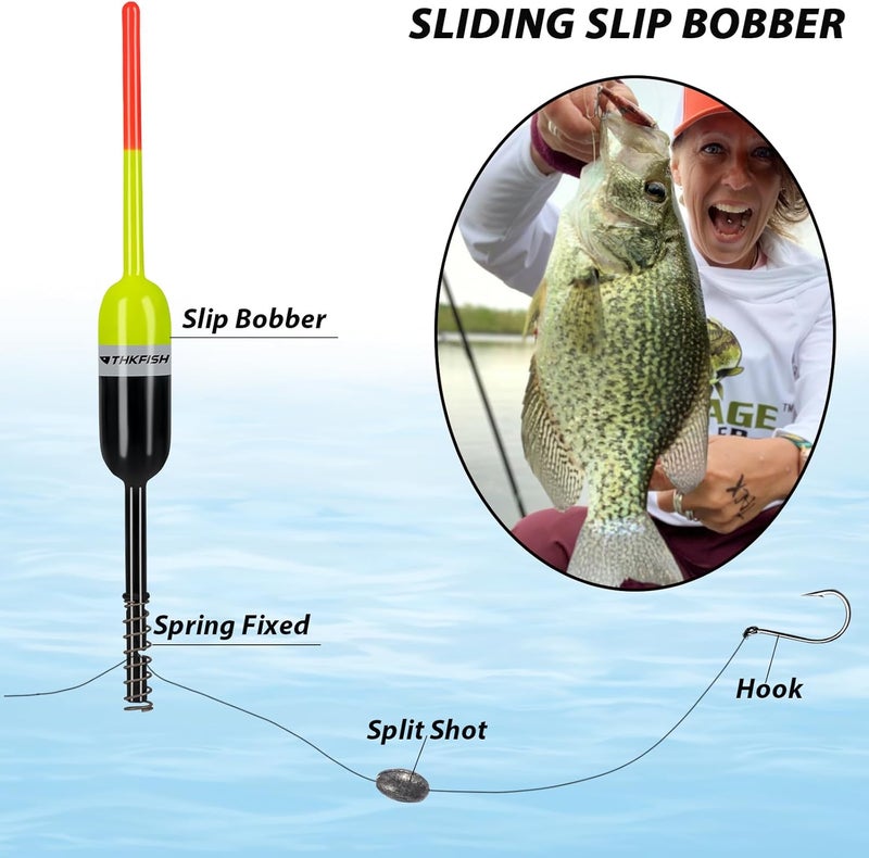 THKFISH Fishing Bobbers Fishing Floats and Bobbers Slip Bobbers for Fishing Balsa Floats Crappie Fishing Bobbers Fixed Bobber (1.5"X0.59"X5.4") (2.5"X0.59"X5.4") - Image 2